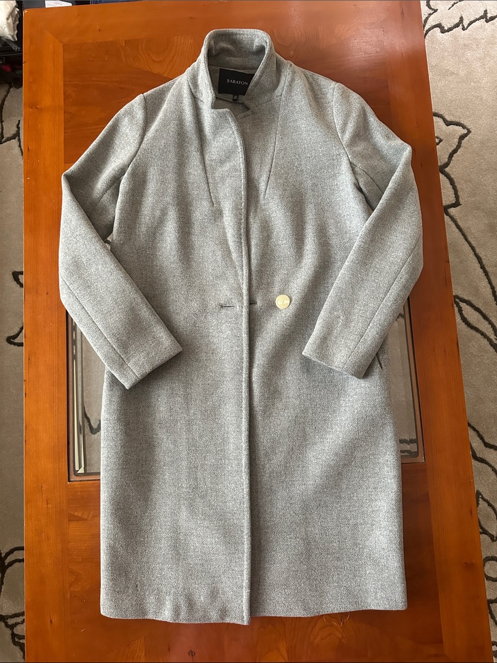 Aritzia Light Gray Single-Button Wool Trench Coat